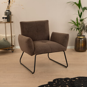 Tower Living Fauteuil 'Dante' Teddy, kleur Donkerbruin