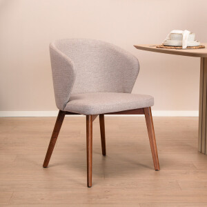 Kave Home Eetkamerstoel 'Darice' Walnoot onderstel, kleur Bruin