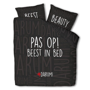 Dekbedovertrek #DARUM! Beest In Bed - 200x200 Cm - Lits-Jumeaux (240x220 Cm) - Zwart Polyester-katoen - Tekst - #DARUM! - Dekbed-Discounter.nl