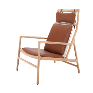 Dedo lounge chair whitewash eiken - dakar leather whisky zitting
