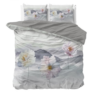 Dekbedovertrek Annique - Tweepersoons (200x200 Cm) - Grijs Microvezel - Bloemen - Sleeptime Essentials - Dekbed-Discounter.nl