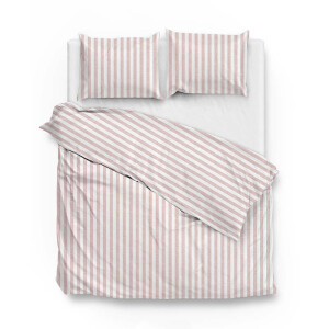 Dekbedovertrek Banda Di Lino - Shell Nude - Lits-Jumeaux (240x220 Cm) - Roze Katoen - Strepen - Zo!Home - Dekbed-Discounter.nl