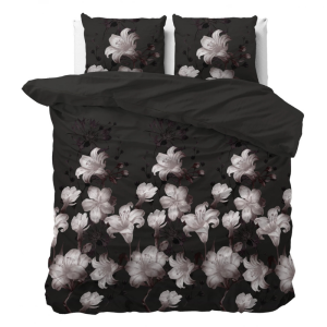 Dekbedovertrek Dark Flower - Eenpersoons (140x200 Cm) - Zwart Polyester-katoen - Bloemen - Sleeptime Elegance - Dekbed-Discounter.nl