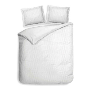 Dekbedovertrek Dekbedvertrek Punto Katoen-Satijn - Wit - Tweepersoons (200x200 Cm) - Wit Katoen-satijn - Ruiten - Heckett Lane - Dekbed-Discounter.nl