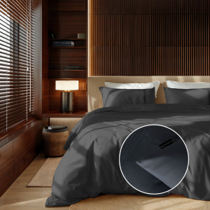 Dekbedovertrek Egyptisch Katoen - Uni - Donker Grijs - Lits-Jumeaux (240x240 Cm) - Grijs Egyptisch Katoen Katoen - Effen - Presence - Dekbed-Discounter.nl