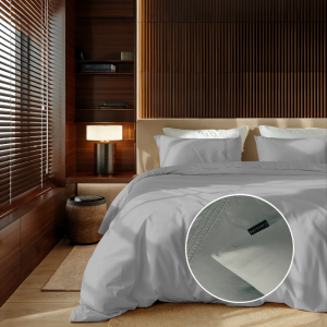 Dekbedovertrek Egyptisch Katoen - Uni - Grijs - Tweepersoons (200x240 Cm) - Grijs Egyptisch Katoen Katoen - Effen - Presence - Dekbed-Discounter.nl