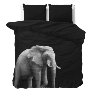 Dekbedovertrek Elephant - Eenpersoons (140x200 Cm) - Zwart Microvezel - Dieren - Sleeptime Essentials - Dekbed-Discounter.nl