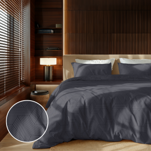 Dekbedovertrek Embossed Geometric - Antraciet - Eenpersoons (140x200 Cm) - Antraciet Microvezel - Effen - Zydante - Dekbed-Discounter.nl