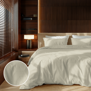 Dekbedovertrek Embossed Geometric - Champagne - Eenpersoons (140x200 Cm) - Wit Microvezel - Effen - Zydante - Dekbed-Discounter.nl