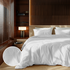 Dekbedovertrek Embossed Geometric - Wit - Tweepersoons (200x200 Cm) - Wit Microvezel - Effen - Zydante - Dekbed-Discounter.nl