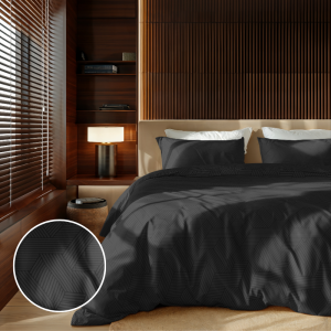 Dekbedovertrek Embossed Geometric - Zwart - Eenpersoons (140x200 Cm) - Zwart Microvezel - Effen - Zydante - Dekbed-Discounter.nl