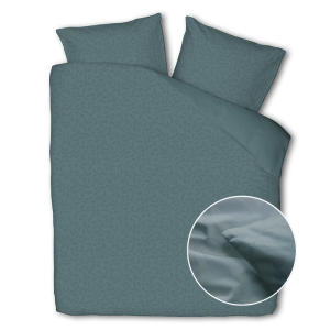 Dekbedovertrek Embossed Leafs - Donkergroen - Eenpersoons (140x200 Cm) - Groen Microvezel - Natuur & Bloemen - Luna Bedding - Dekbed-Discounter.nl