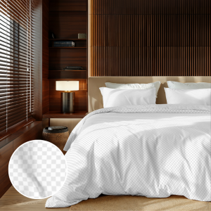Dekbedovertrek Embossed Squares Wit Effen 240x200 Cm Zydante - Dekbed-Discounter.nl