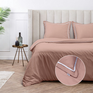 Dekbedovertrek Hotel Piping Koraal 200x200 Cm Effen 200x200 Cm Luna Bedding - Dekbed-Discounter.nl