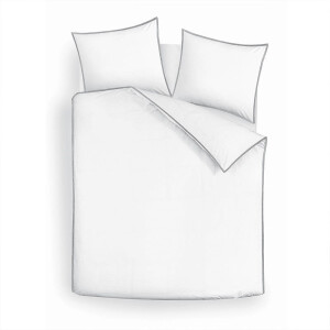 Dekbedovertrek Katoen - Amalfi - Eenpersoons (140x200 Cm) - Overlock Wit Katoen-satijn - Effen - Dekbed Discounter - Dekbed-Discounter.nl