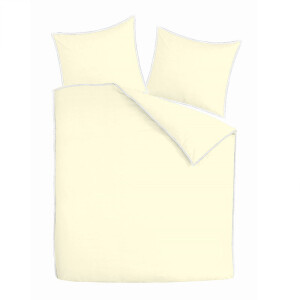 Dekbedovertrek Katoen - Amalfi - Tweepersoons (200x200 Cm) - Overlock Creme Katoen-satijn - Effen - Dekbed Discounter - Dekbed-Discounter.nl