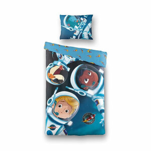 Dekbedovertrek Katoen De Kleine Astronaut Space Crew 140x200 Cm Verkoelend Divers - Dekbed-Discounter.nl