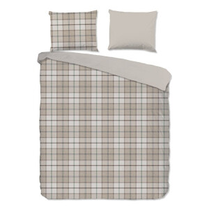 Dekbedovertrek Katoen-Flanel - Bernardus - Tweepersoons (200x200 Cm) - Beige Katoen Flanel - Ruiten & Patroon - Good Morning - Dekbed-Discounter.nl