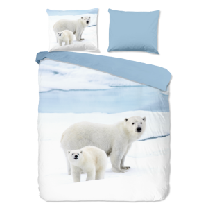 Dekbedovertrek Katoen-Flanel - Care - Lits-Jumeaux (240x220 Cm) - Meerkleurig & Wit & Blauw Flanel Katoen - Natuur & Dieren - Good Morning - Dekbed-Discounter.nl