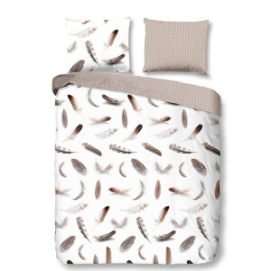 Dekbedovertrek Katoen-Flanel - Feathers - Tweepersoons (200x200 Cm) - Meerkleurig Katoen Flanel - Veren - Good Morning - Dekbed-Discounter.nl