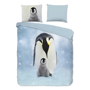 Dekbedovertrek Katoen-Flanel - Pinga - Lits-Jumeaux (240x220 Cm) - Blauw Katoen Flanel - Natuur & Dieren - Good Morning - Dekbed-Discounter.nl