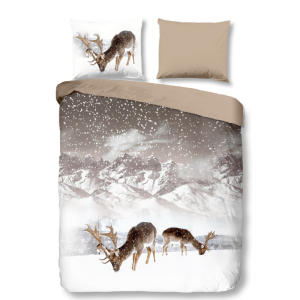 Dekbedovertrek Katoen-Flanel - Winter - Tweepersoons (200x200 Cm) - Meerkleurig Katoen Flanel - Landschap & Dieren - Good Morning - Dekbed-Discounter.nl