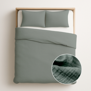 Dekbedovertrek Katoen - Mousseline - Groen - Eenpersoons (140x200 Cm) - Groen Percale Katoen - Effen - Zydante - Dekbed-Discounter.nl