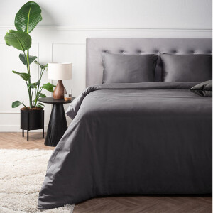 Dekbedovertrek Katoen-Satijn - Antraciet - Lits-Jumeaux (240x220 Cm) - Antraciet Katoen-satijn Katoen - Effen - Presence - Dekbed-Discounter.nl