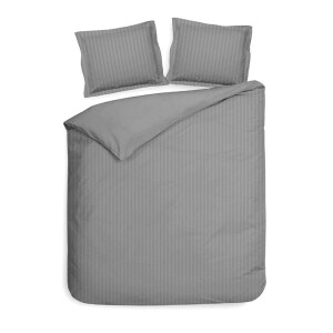 Dekbedovertrek Katoen-Satijn - Banda - Grijs - Lits-Jumeaux (240x220 Cm) - Grijs Katoen-satijn - Strepen - Heckett Lane - Dekbed-Discounter.nl