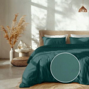 Dekbedovertrek Katoen-Satijn - Banda - Groen - Tweepersoons (200x200 Cm) - Groen Katoen-satijn - Strepen - Heckett Lane - Dekbed-Discounter.nl