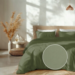 Dekbedovertrek Katoen-Satijn - Banda - Licht Groen - Lits-Jumeaux (240x220 Cm) - Groen Katoen-satijn - Strepen - Heckett Lane - Dekbed-Discounter.nl