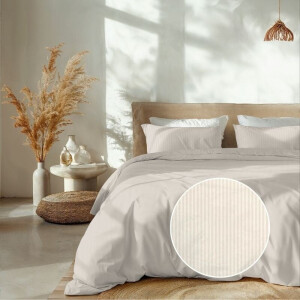 Dekbedovertrek Katoen Satijn Banda Off White Strepen 140x200 Cm Heckett Lane - Dekbed-Discounter.nl