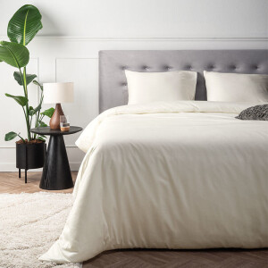 Dekbedovertrek Katoen-Satijn - Crème - Tweepersoons (200x200 Cm) - Crème Katoen-satijn - Effen - Presence - Dekbed-Discounter.nl