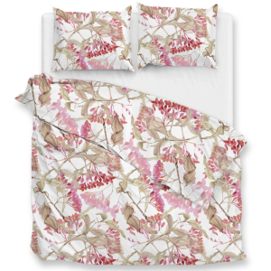 Dekbedovertrek Katoen-Satijn - Dario - Lits-Jumeaux (240x220 Cm) - Wit Katoen-satijn - Bloemen - Zo!Home - Dekbed-Discounter.nl