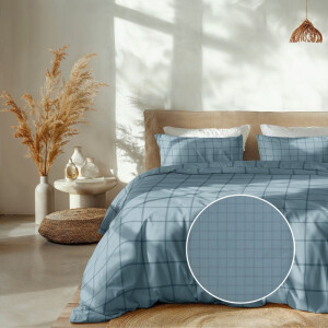 Dekbedovertrek Katoen Satijn Diamante Blauw Tweepersoons (200x200 Cm) Blauw Katoen Satijn Ruiten Heckett Lane - Overtrek - 200x200 Cm - Dekbed-Discounter.nl