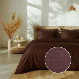 Dekbedovertrek Katoen-Satijn - Diamante - Bruin - Tweepersoons (200x200 Cm) - Bruin Katoen-satijn - Ruiten - Heckett Lane - Dekbed-Discounter.nl