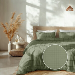 Dekbedovertrek Katoen-Satijn - Diamante - Licht Groen - Lits-Jumeaux XL (260x200 Cm) - Groen Katoen-satijn - Ruiten - Heckett Lane - Dekbed-Discounter.nl