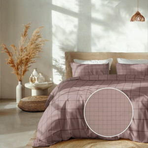 Dekbedovertrek Katoen-Satijn - Diamante - Licht Rosé - Eenpersoons (140x200 Cm) - Roze Katoen-satijn - Ruiten - Heckett Lane - Dekbed-Discounter.nl