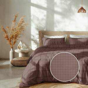 Dekbedovertrek Katoen-Satijn - Diamante - Rosé - Lits-Jumeaux (240x220 Cm) - Roze Katoen-satijn - Ruiten - Heckett Lane - Dekbed-Discounter.nl