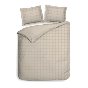 Dekbedovertrek Katoen-Satijn - Diamante - Zand - Lits-Jumeaux (240x220 Cm) - Zand Katoen Katoen-satijn - Ruiten - Heckett Lane - Dekbed-Discounter.nl