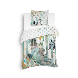 Dekbedovertrek Katoen-Satijn - Double Face - Andy - Eenpersoons (140x200 Cm) - Meerkleurig Katoen-satijn - Sterren & Modern & Patroon - Heckett Lane - Dekbed-Discounter.nl