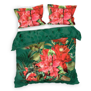 Dekbedovertrek Katoen-Satijn - Double Face - Castor - Tweepersoons (200x200 Cm) - Groen Katoen-satijn - Bloemen - Heckett Lane - Dekbed-Discounter.nl