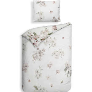 Dekbedovertrek Katoen-Satijn - Double Face - Fai - Eenpersoons (140x200 Cm) - Off-white Katoen-satijn - Bloemen - Heckett Lane - Dekbed-Discounter.nl