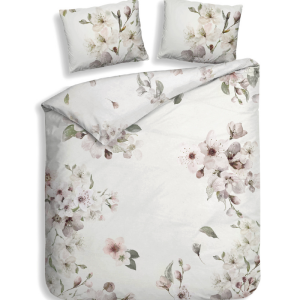 Dekbedovertrek Katoen-Satijn - Double Face - Fai - Tweepersoons (200x200 Cm) - Off-white Katoen-satijn - Bloemen - Heckett Lane - Dekbed-Discounter.nl