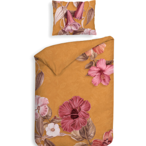 Dekbedovertrek Katoen-Satijn - Double Face - Malu - Eenpersoons (140x200 Cm) - Grijs Katoen-satijn - Bloemen - Heckett Lane - Dekbed-Discounter.nl