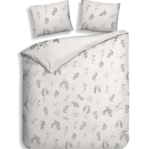 Dekbedovertrek Katoen-Satijn - Double Face - Nina - Eenpersoons (140x200 Cm) - Wit Katoen-satijn - Bloemen - Heckett Lane - Dekbed-Discounter.nl