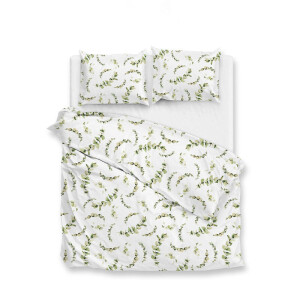 Dekbedovertrek Katoen-Satijn - Eucalia - Eenpersoons (140x200 Cm) - Wit Katoen-satijn - Natuur - Zo!Home - Dekbed-Discounter.nl