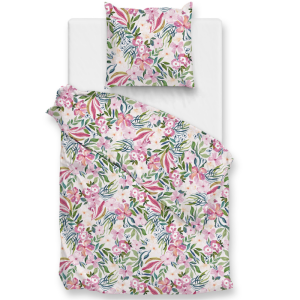 Dekbedovertrek Katoen-Satijn - Evita - Eenpersoons (140x200 Cm) - Meerkleurig Katoen-satijn - Bloemen - Zo!Home - Dekbed-Discounter.nl