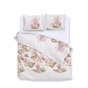 Dekbedovertrek Katoen-Satijn - Guscio - Tweepersoons (200x200 Cm) - Meerkleurig & Beige Katoen-satijn - - Zo!Home - Dekbed-Discounter.nl