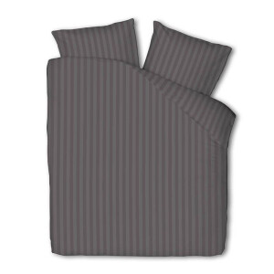 Dekbedovertrek Katoen-Satijn - Satijnstreep - Antraciet - Lits-Jumeaux (240x220 Cm) - Antraciet Katoen-satijn - Strepen - Presence - Dekbed-Discounter.nl